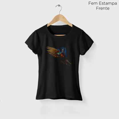 Camiseta Amazônia AQUARELA ARARA - PRETO - cód 0519