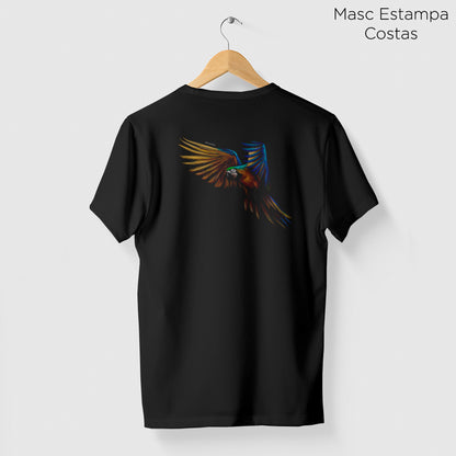 Camiseta Amazônia AQUARELA ARARA - PRETO - cód 0519