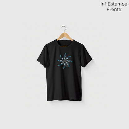 Camiseta Amazônia MANDALA 8 PENAS - PRETO - cód 0522