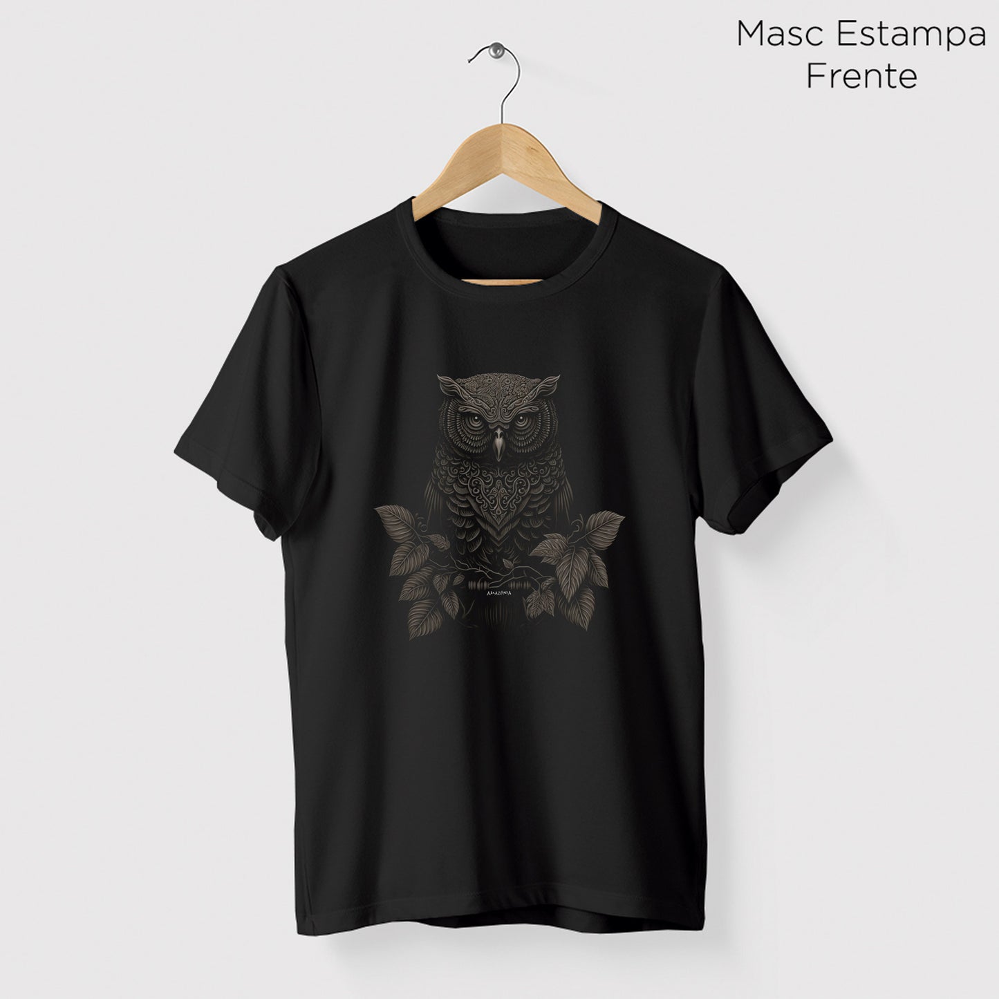 Camiseta Amazônia CORUJA TRIBAL - PRETO - cód 0561