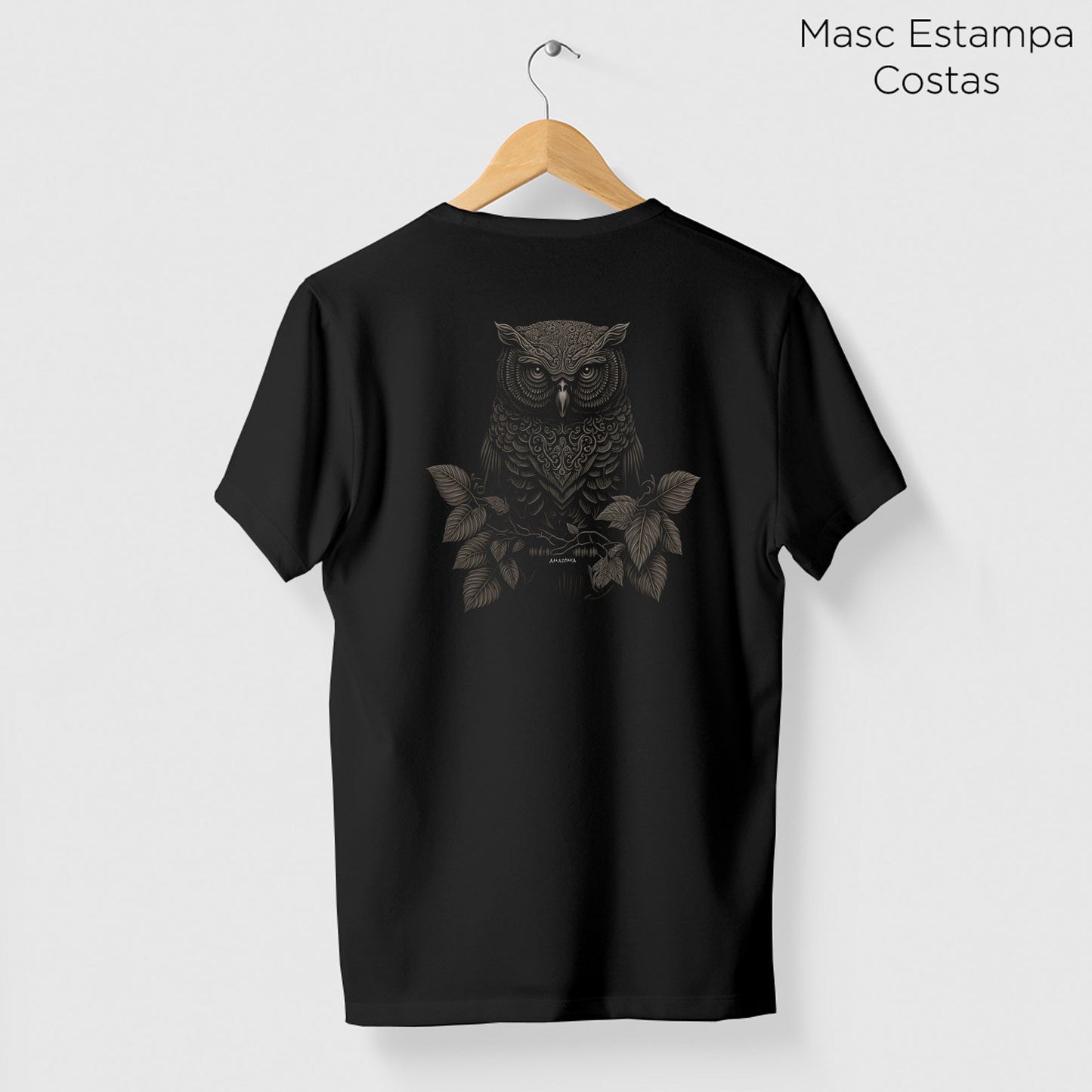 Camiseta Amazônia CORUJA TRIBAL - PRETO - cód 0561