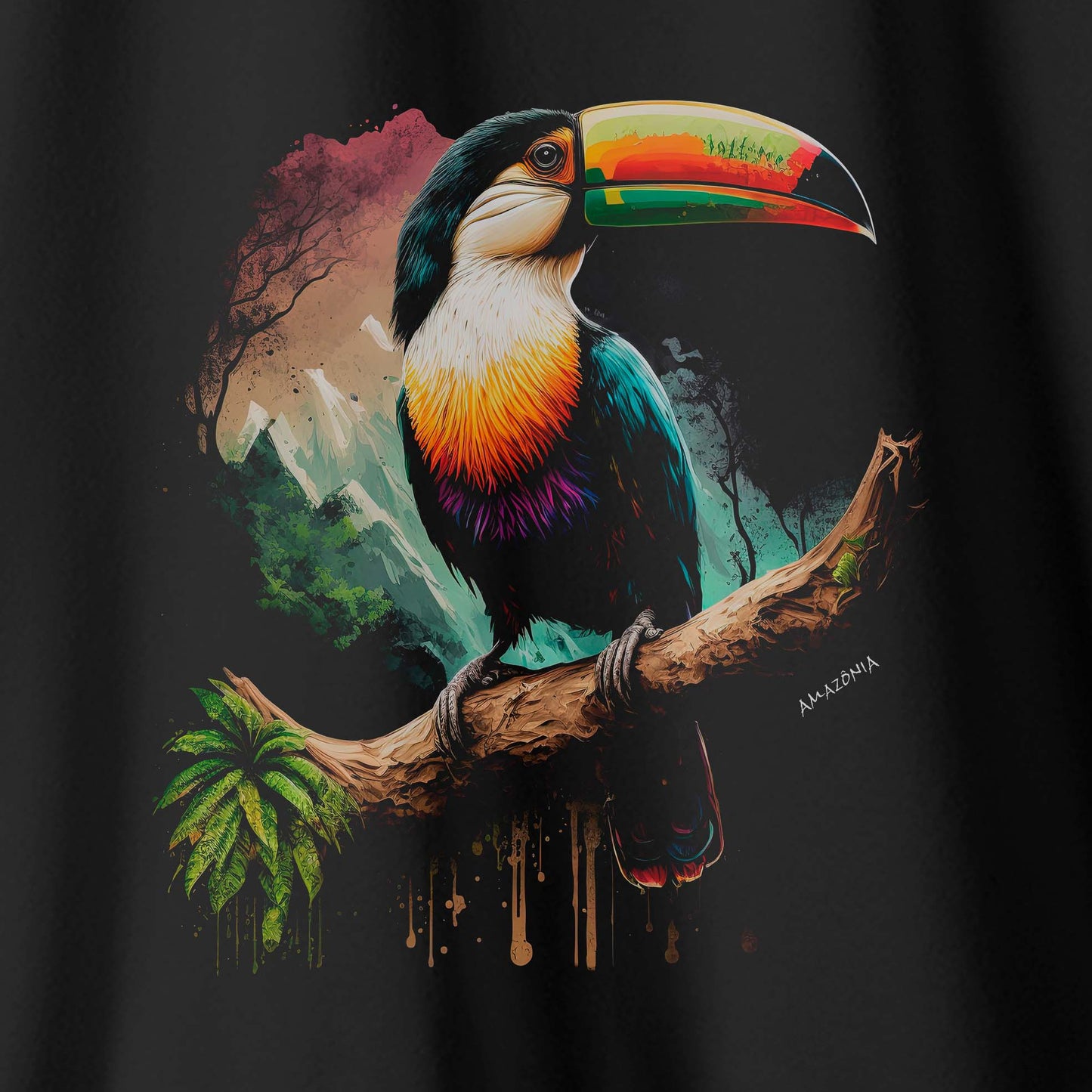 Camiseta Amazônia TUCANO PAISAGEM - PRETO - cód 0643