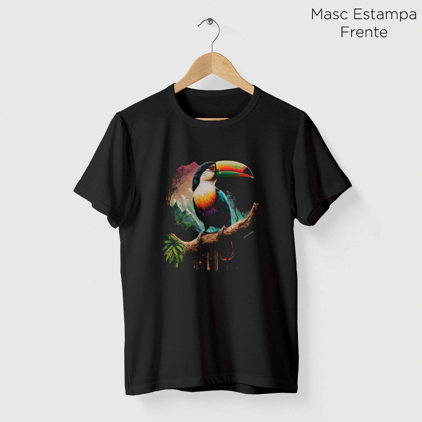 Camiseta Amazônia TUCANO PAISAGEM - PRETO - cód 0643