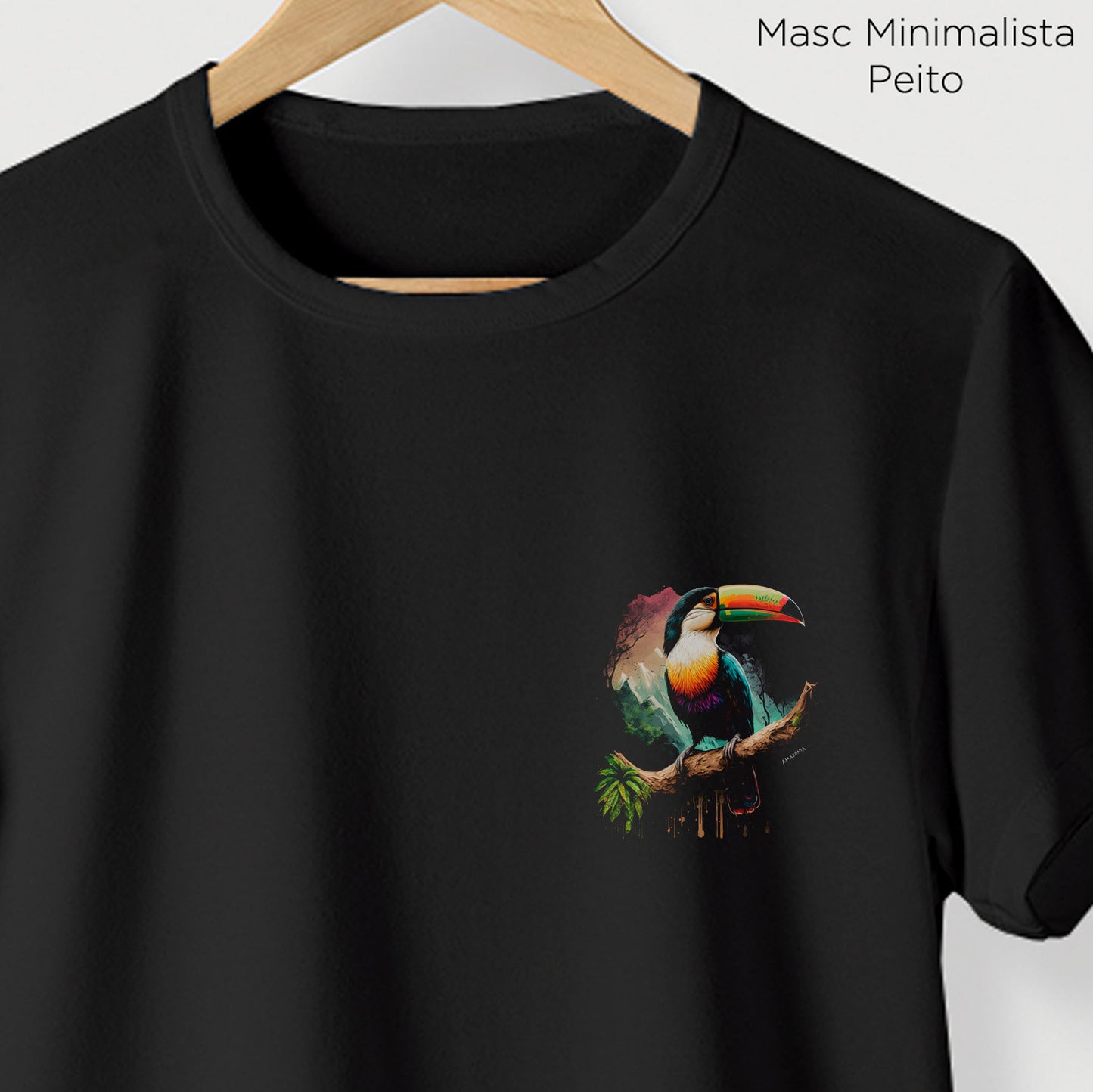 Camiseta Amazônia TUCANO PAISAGEM - PRETO - cód 0643