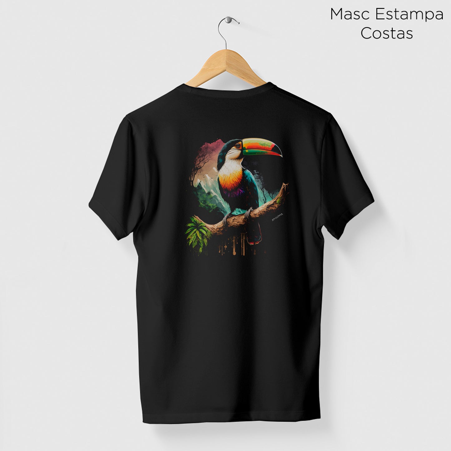 Camiseta Amazônia TUCANO PAISAGEM - PRETO - cód 0643