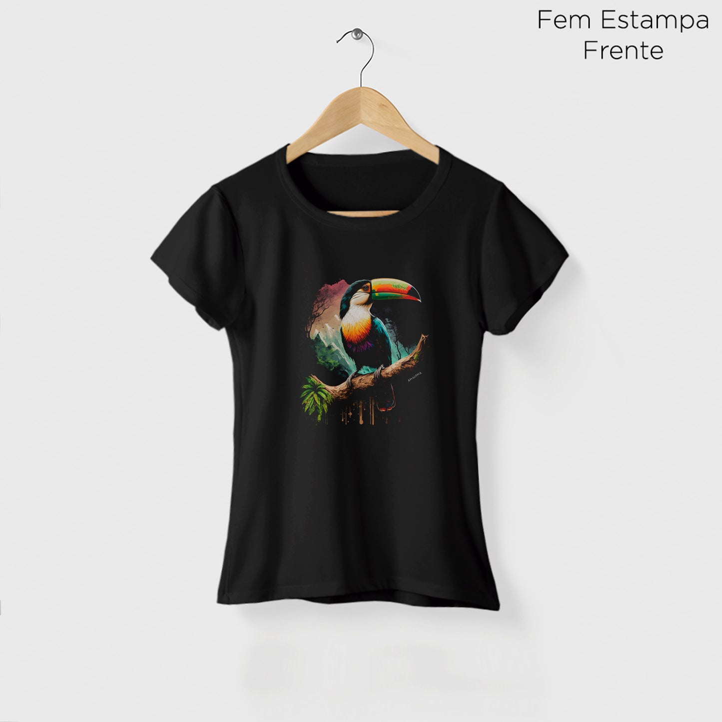 Camiseta Amazônia TUCANO PAISAGEM - PRETO - cód 0643