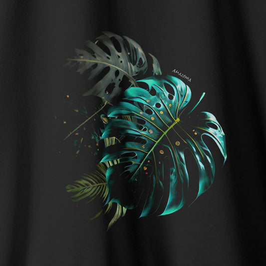 Camiseta Amazônia MONSTERA NEON - PRETO - cód 0678