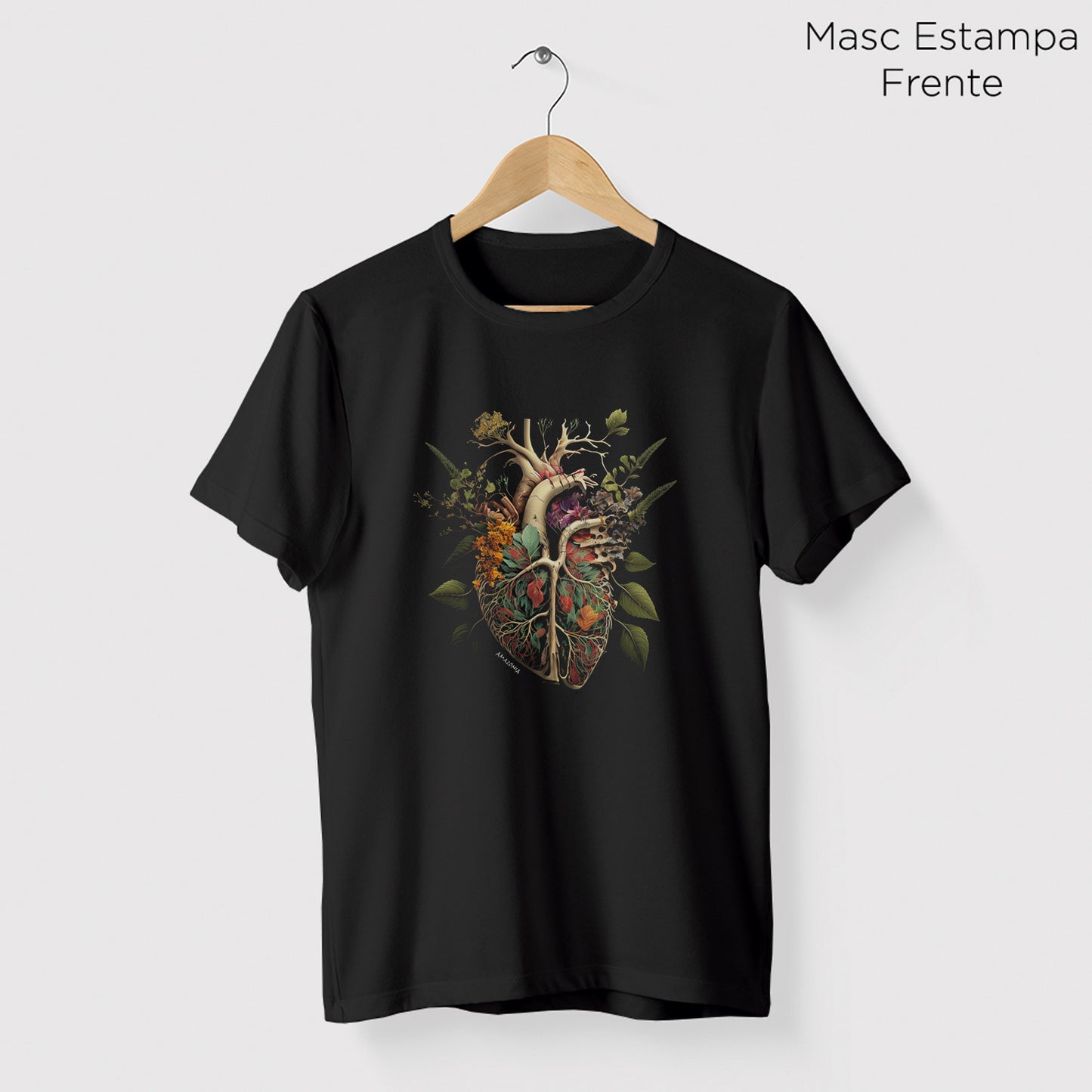 Camiseta Amazônia FLORESTA CORAÇÃO - PRETO - cód 0680