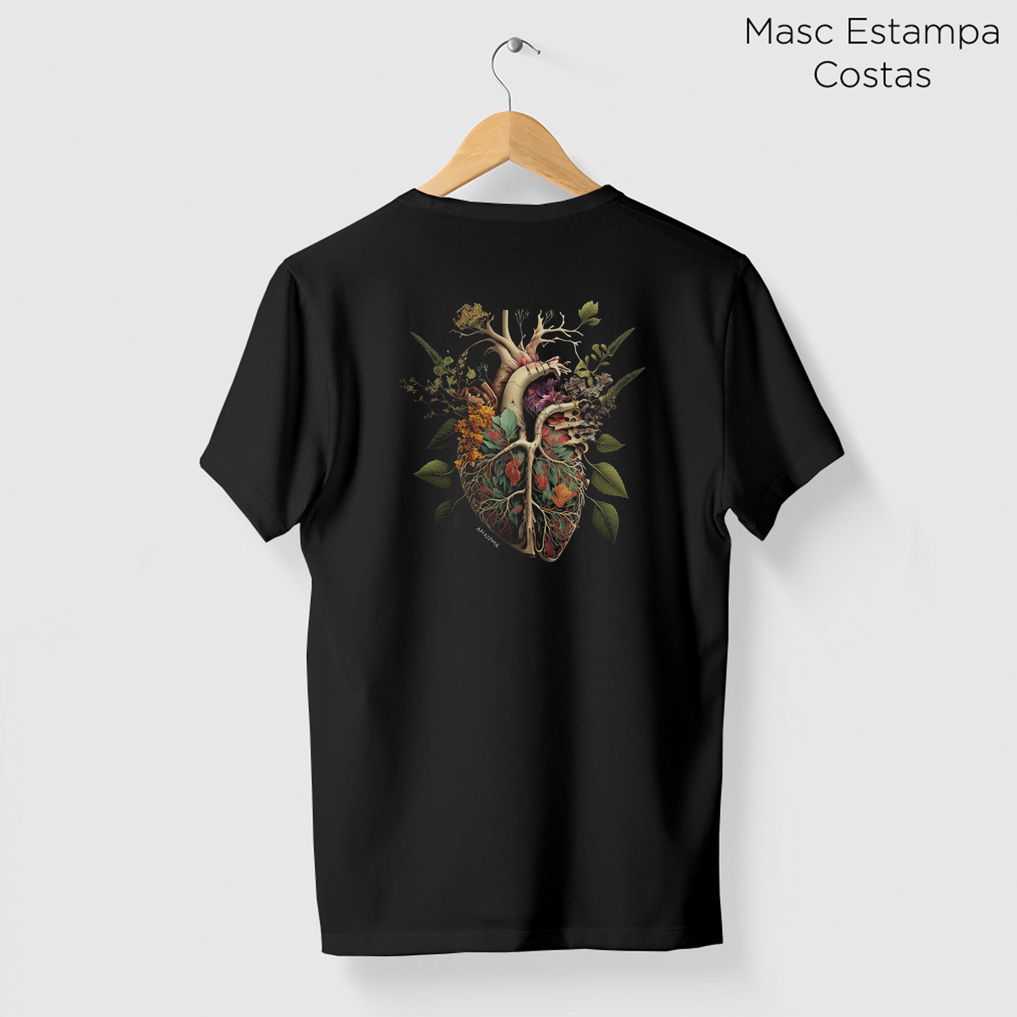 Camiseta Amazônia FLORESTA CORAÇÃO - PRETO - cód 0680