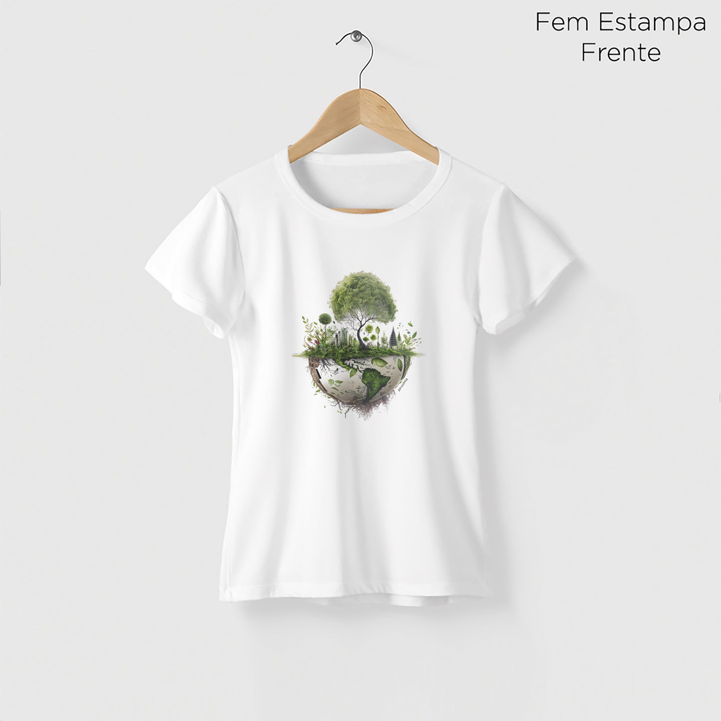 Camiseta Amazônia PLANETA VERDE - BRANCO - cód 0691