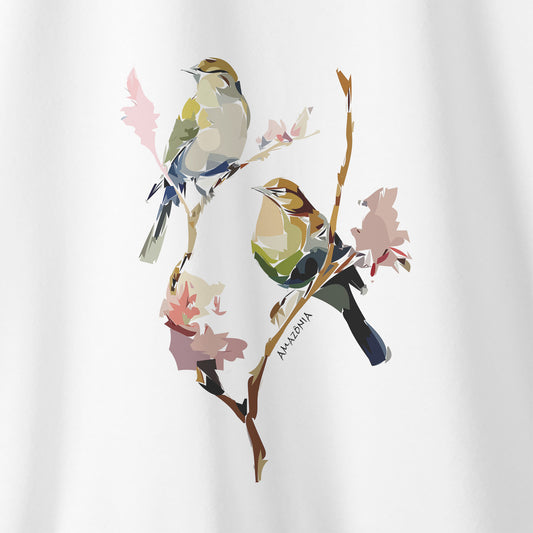 Camiseta Amazônia COLAGEM PÁSSAROS - BRANCO - cód 0692