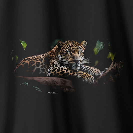 Camiseta Amazônia ONÇA DESCANSANDO - PRETO - cód 0702
