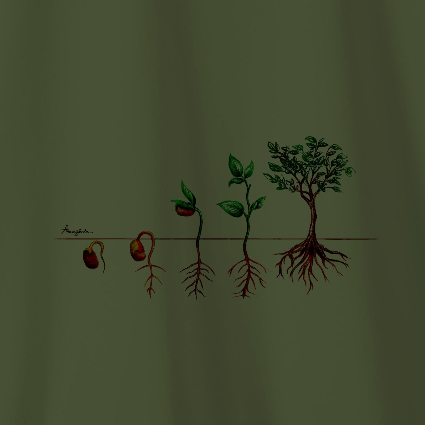 Camiseta Amazônia PLANTE UMA SEMENTE – VERDE ESCURO - cód 1168