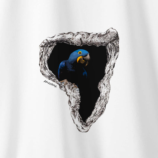 Camiseta Amazônia ARARA ÁRVORE - BRANCO - cód 2070