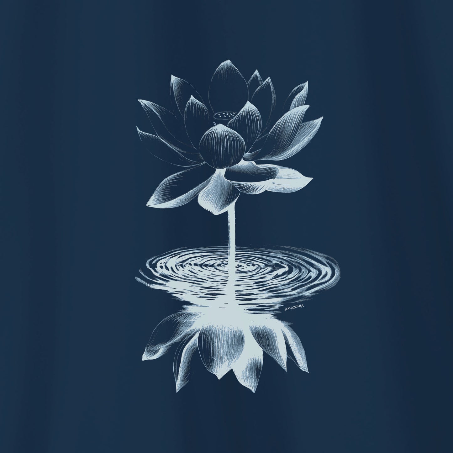 Camiseta Amazônia REFLEXO FLOR - AZUL MARINHO - cód 2102