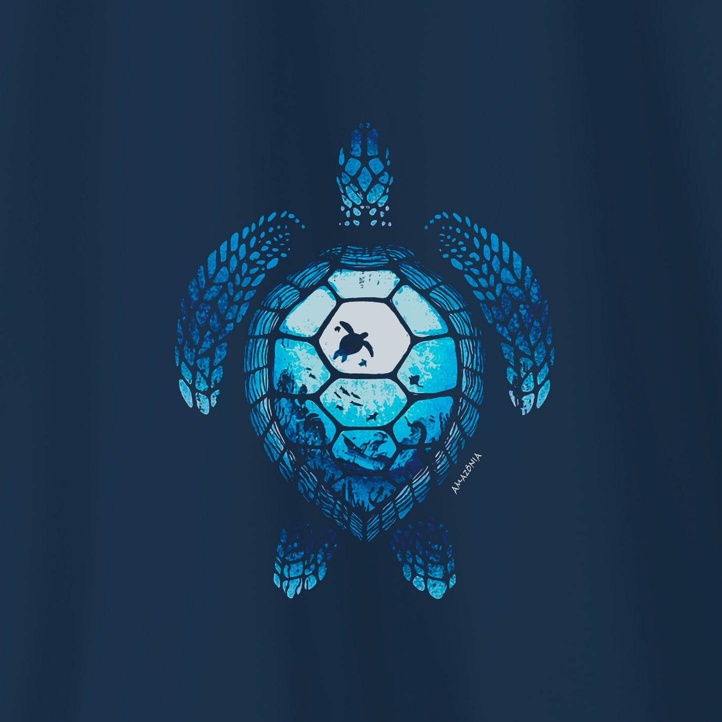Camiseta Amazônia TARTARUGA OCEANO - AZUL MARINHO - cód 2116