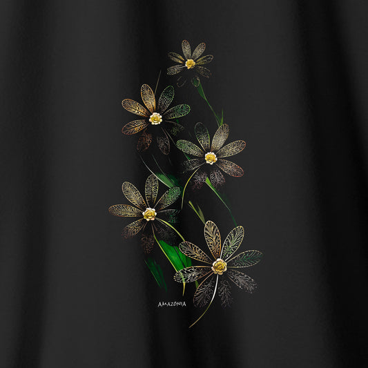 Camiseta Amazônia GOLDEN FLOWER - PRETO - cód 2125