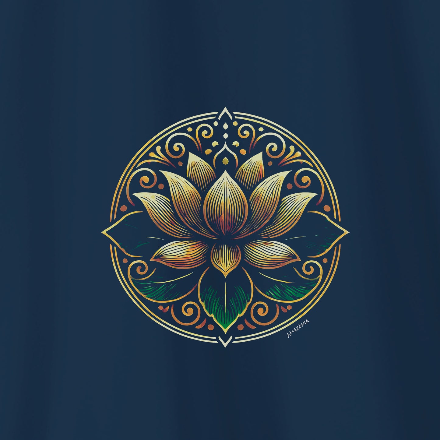 Camiseta Amazônia LOTUS MANDALA - AZUL MARINHO - cód 2127