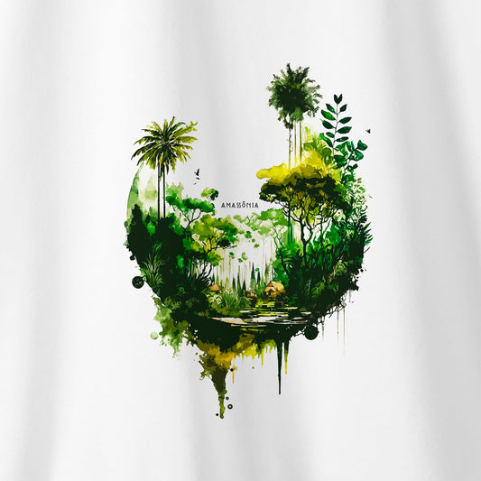 Camiseta Amazônia RIBEIRINHOS FLORESTA - BRANCO - cód 2129