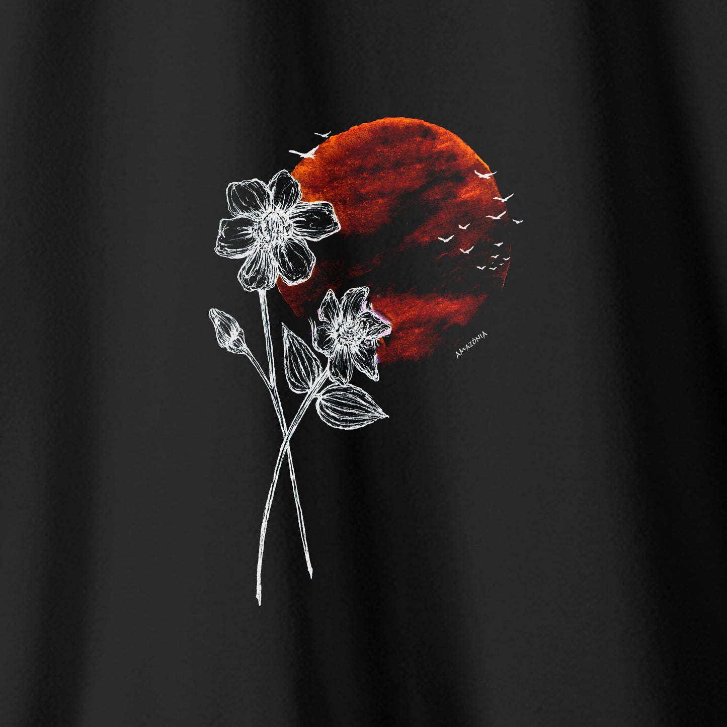 Camiseta Amazônia FLOR PAISAGEM - PRETO - cód 2142