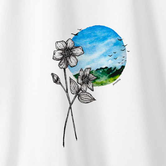 Camiseta Amazônia FLOR PAISAGEM - BRANCO - cód 2142