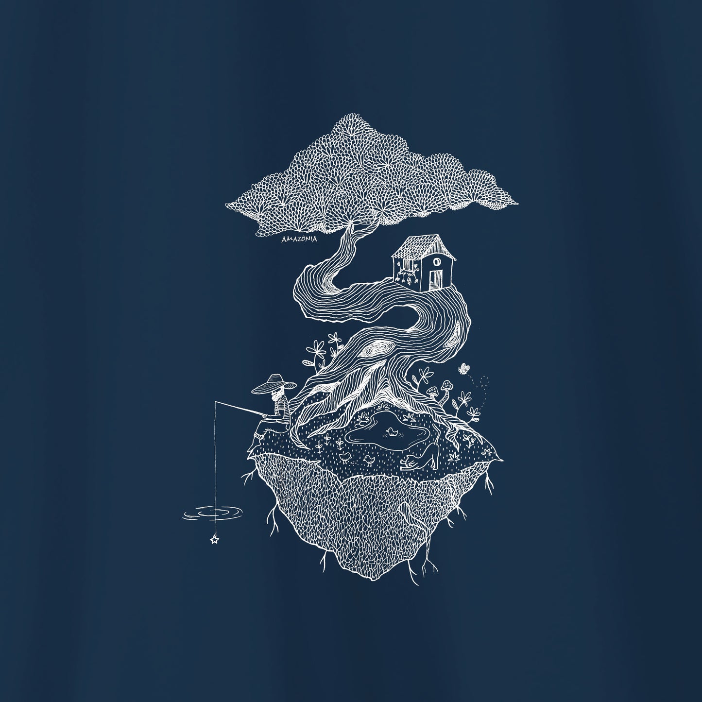 Camiseta Amazônia SONHOS À LINHA - AZUL MARINHO - cód 2155