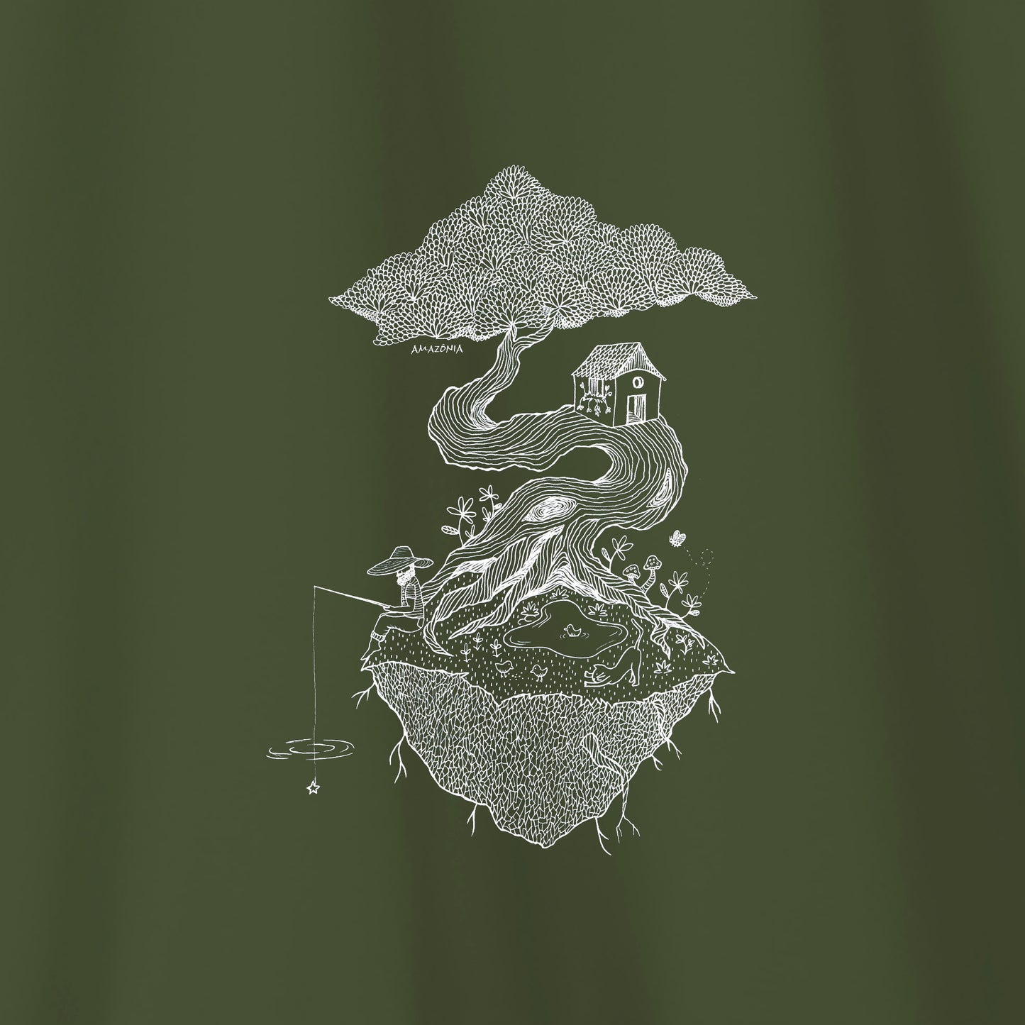 Camiseta Amazônia SONHOS À LINHA - VERDE ESCURO - cód 2155