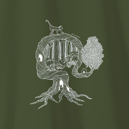 Camiseta Amazônia UMA ÁRVORE MIL VIDAS - VERDE ESCURO - cód 2158