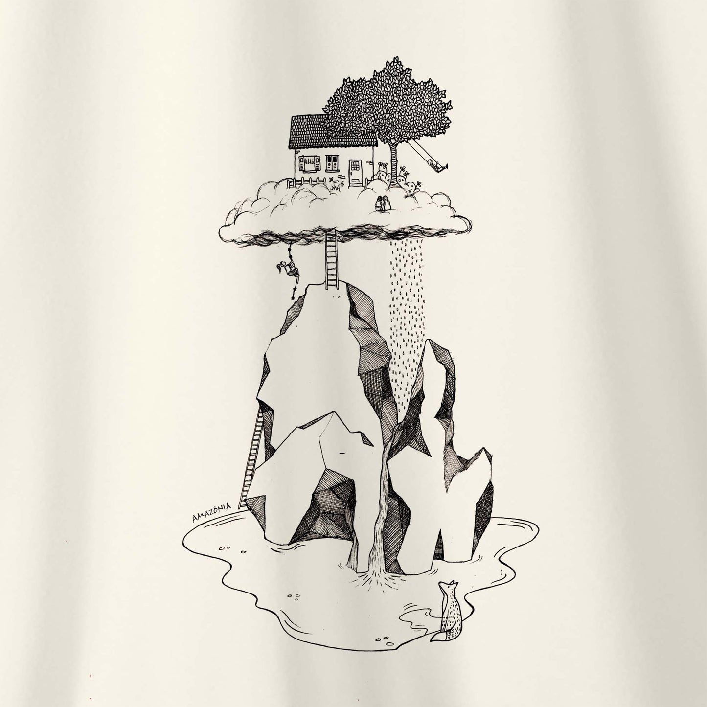Camiseta Amazônia CASINHA NAS ALTURAS - OFF WHITE - cód 2159