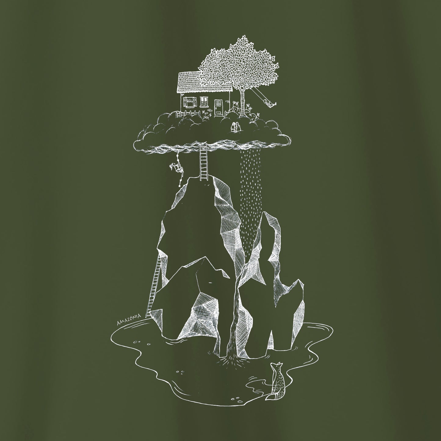 Camiseta Amazônia CASINHA NAS ALTURAS - VERDE ESCURO - cód 2159