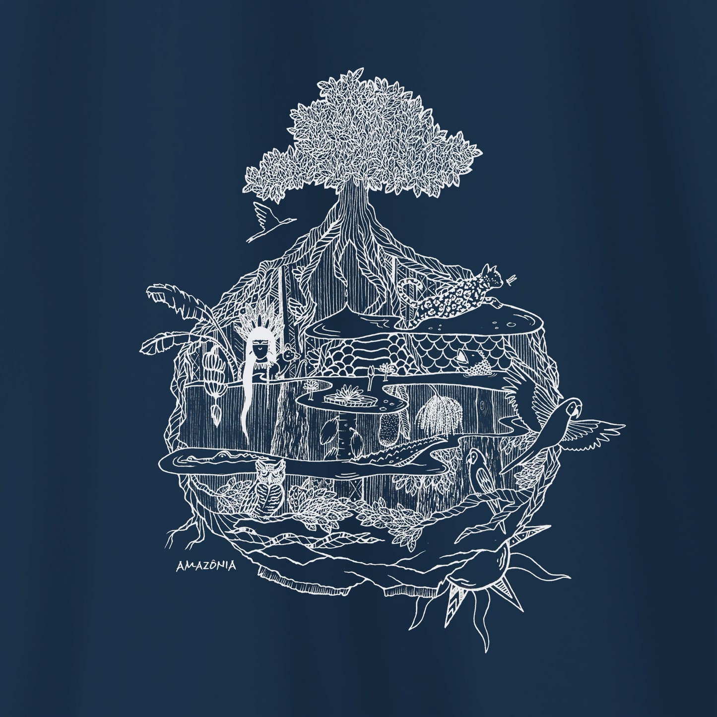 Camiseta Amazônia MINI MUNDOS - AZUL MARINHO - cód 2160