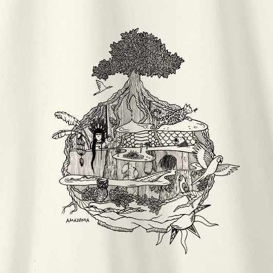 Camiseta Amazônia MINI MUNDOS - OFF WHITE - cód 2160