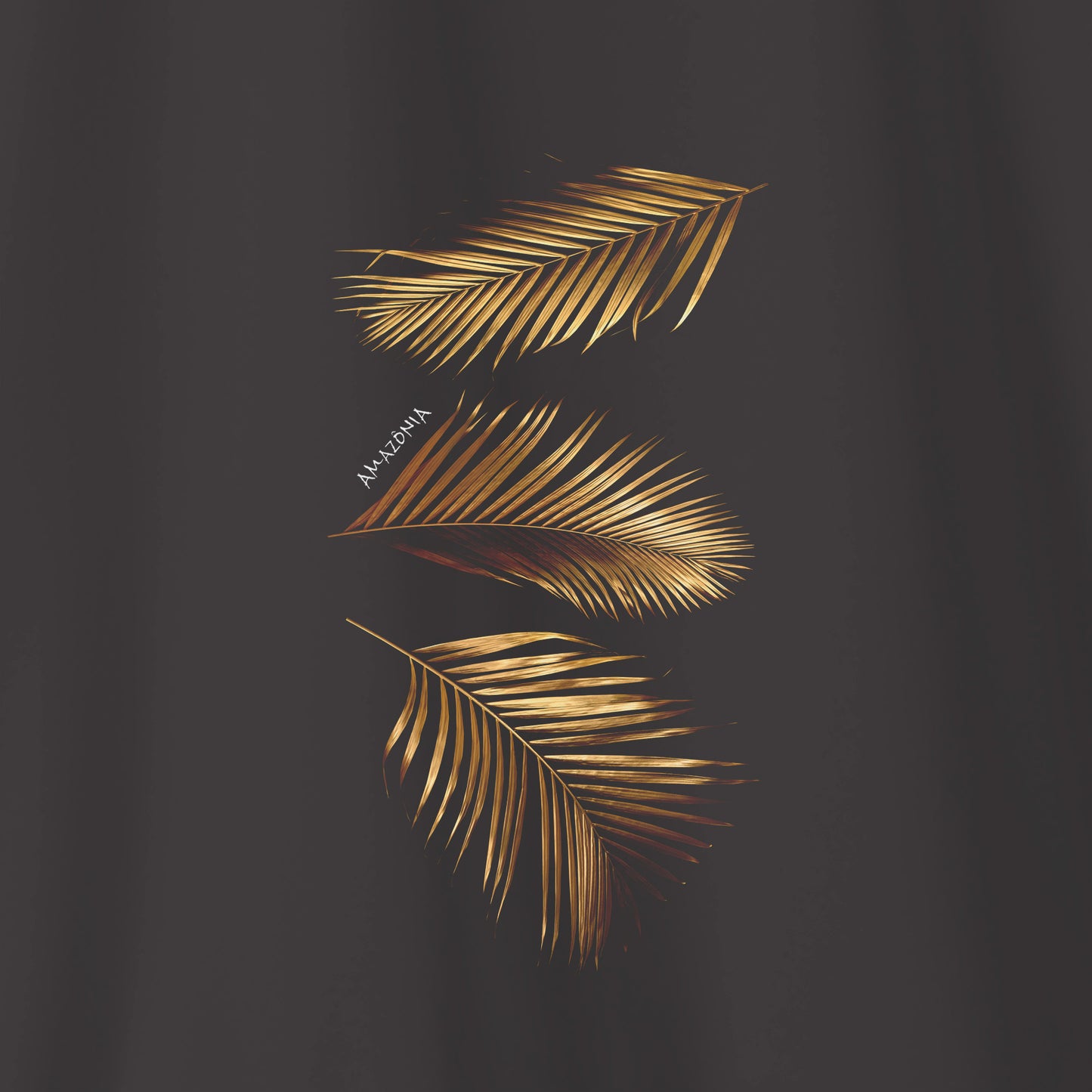 Camiseta Amazônia FOLHAS DOURADAS - CINZA CHUMBO - cód 2166