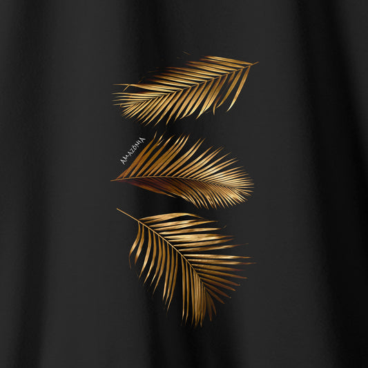 Camiseta Amazônia FOLHAS DOURADAS - PRETO - cód 2166