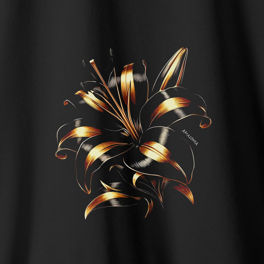 Camiseta Amazônia HIBISCO DOURADO - PRETO - cód 2174