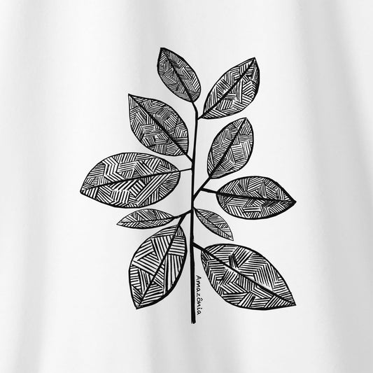 Camiseta Amazônia GRAFISMO FOLHAS - BRANCO - cód 2233