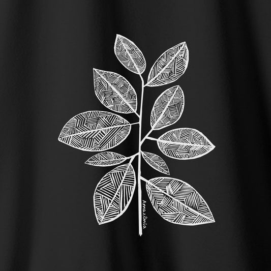 Camiseta Amazônia GRAFISMO FOLHAS - PRETO - cód 2233