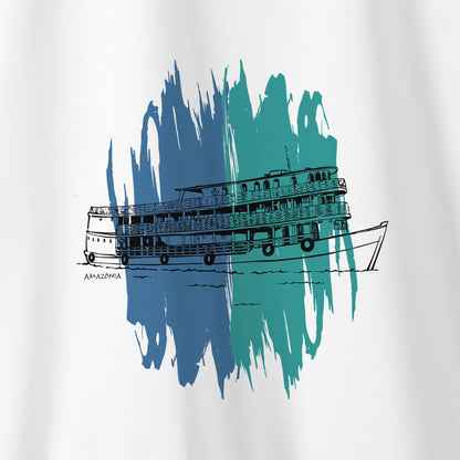 Camiseta Amazônia BARCO AMAZÔNICO - BRANCO - cód 2236