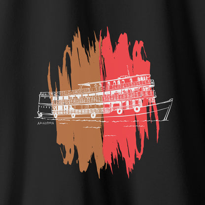Camiseta Amazônia BARCO AMAZÔNICO - PRETO - cód 2236