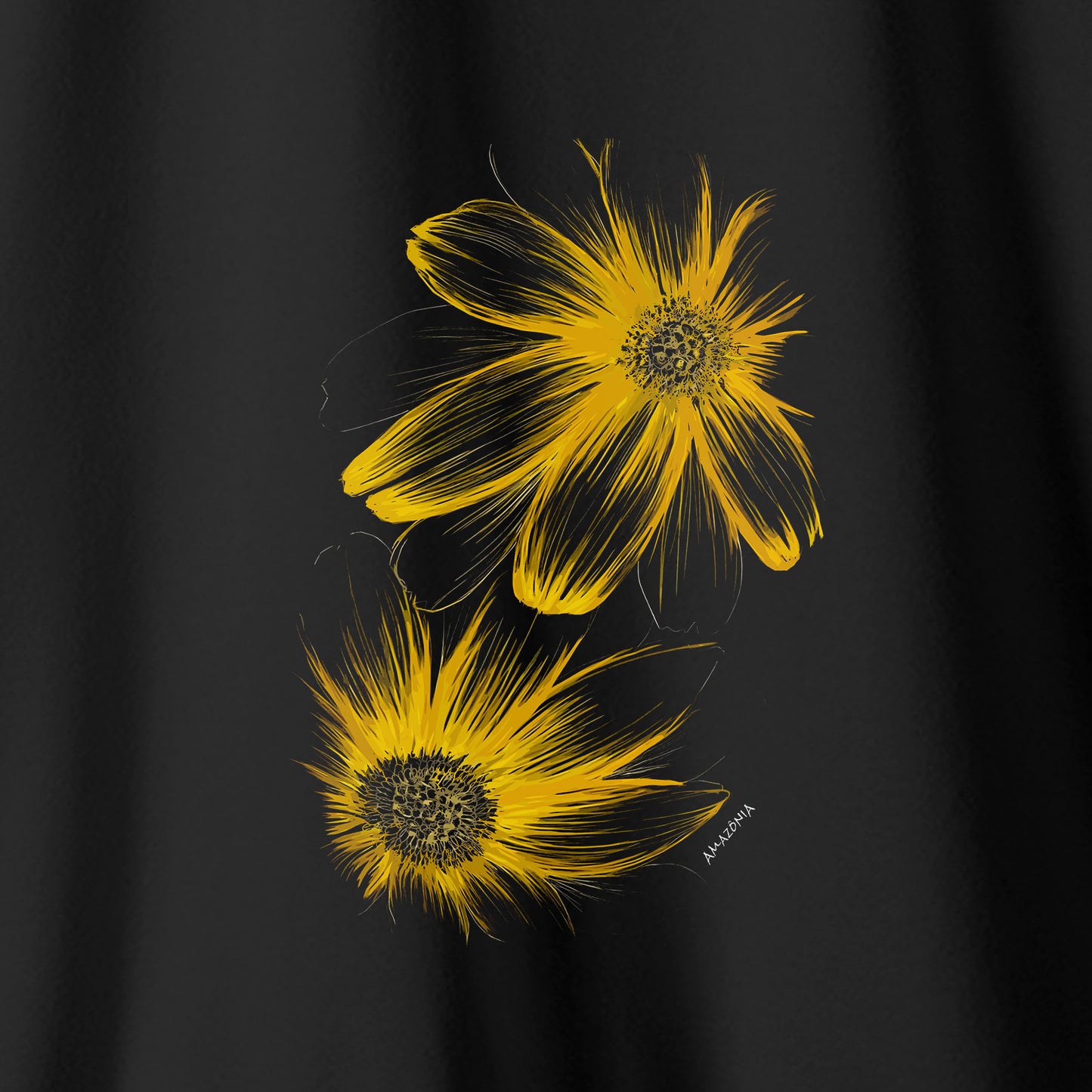 Camiseta Amazônia FLORES DO SOL - PRETO - cód 2257