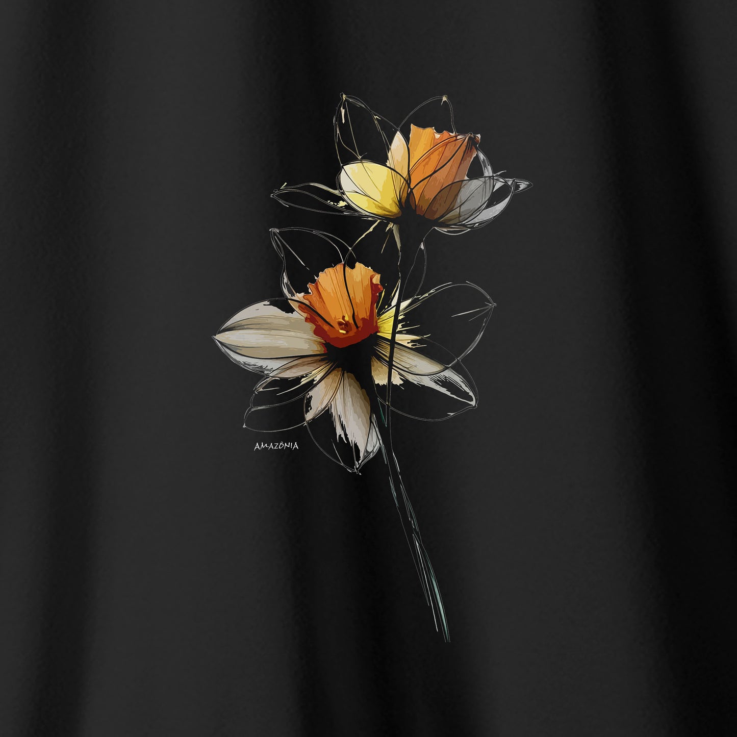 Camiseta Amazônia LINHAS DA FLOR - PRETO - cód 2270