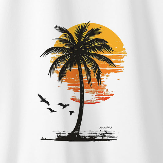 Camiseta Amazônia PAISAGEM COQUEIRO - BRANCO - cód 2274