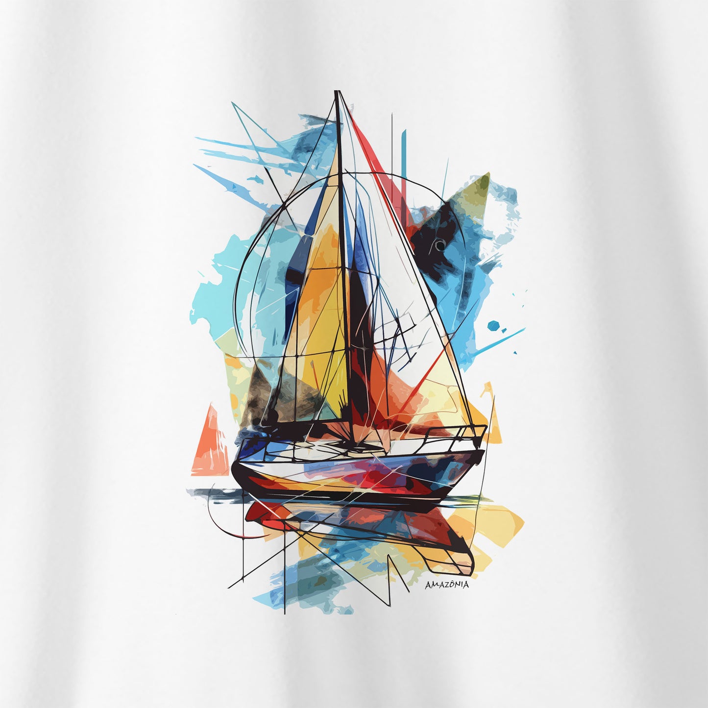 Camiseta Amazônia ARTE BARCO - BRANCO - cód 2290