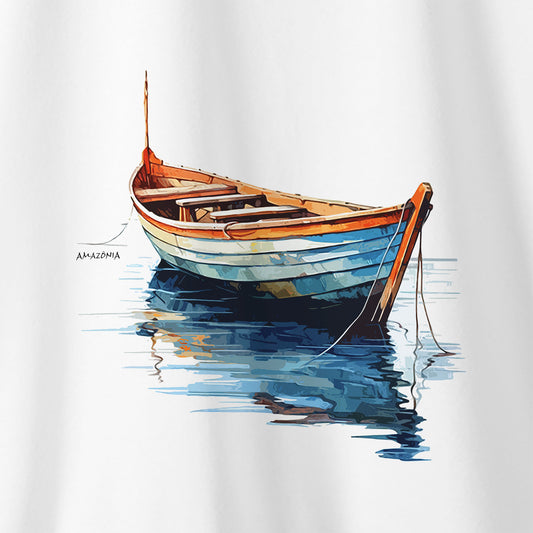 Camiseta Amazônia BARCO PESCADOR - BRANCO - cód 2295