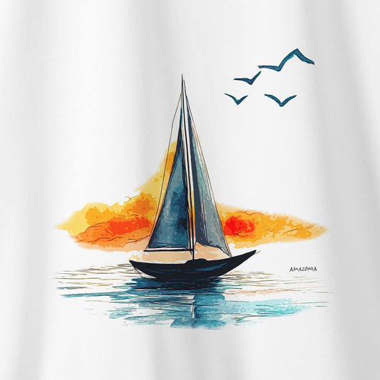 Camiseta Amazônia BARCO PAISAGEM - BRANCO - cód 2301