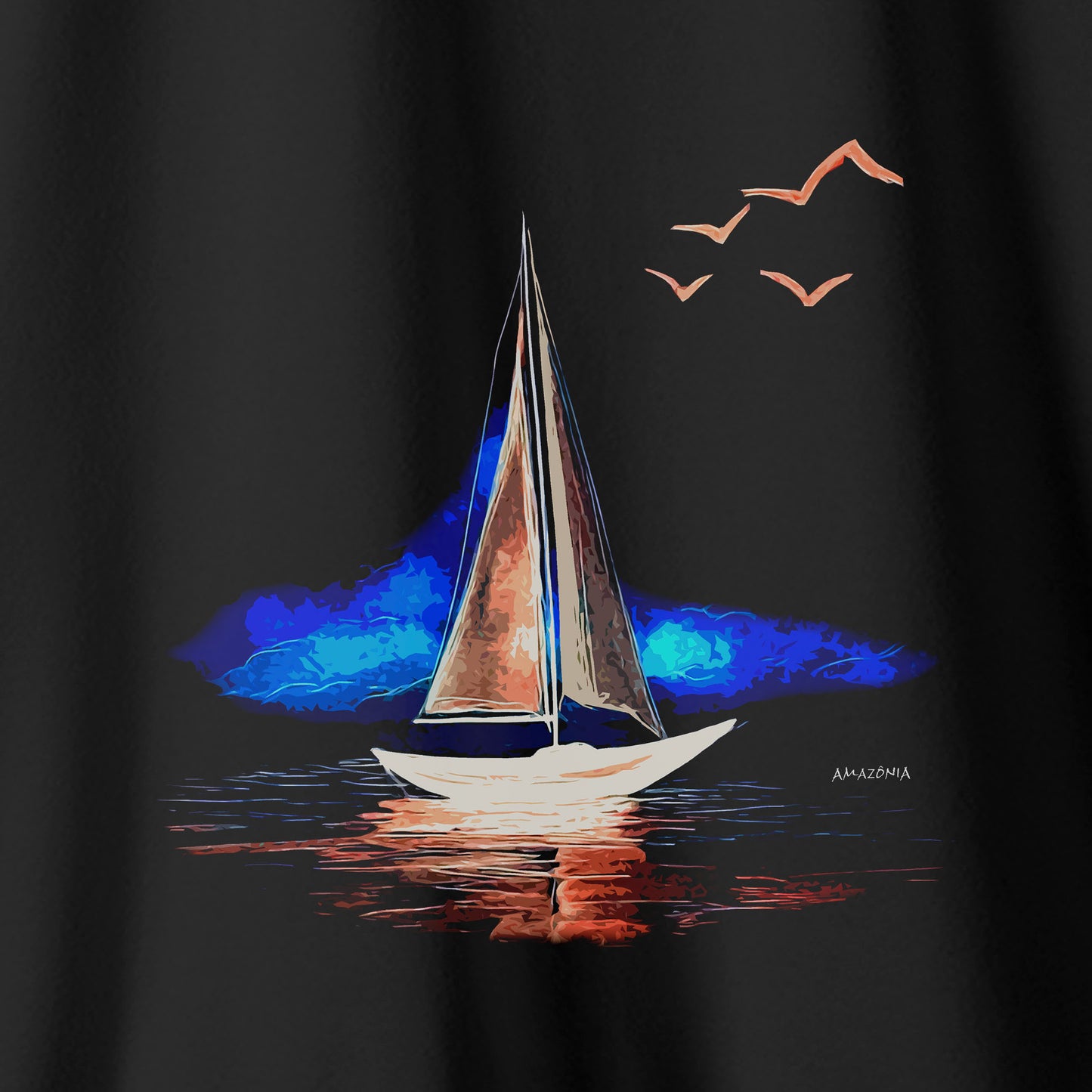 Camiseta Amazônia BARCO PAISAGEM - PRETO - cód 2301