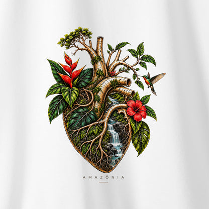 Camiseta Amazônia CORAÇÃO DA MATA - BRANCO - cód 2421