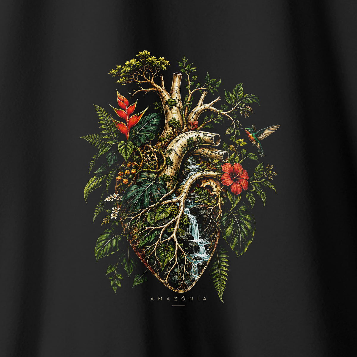Camiseta Amazônia CORAÇÃO DA MATA - PRETO - cód 2421