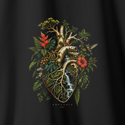 Camiseta Amazônia CORAÇÃO DA MATA - PRETO - cód 2421