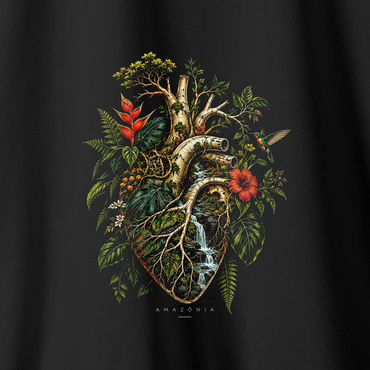 Camiseta Amazônia CORAÇÃO DA MATA - PRETO - cód 2421